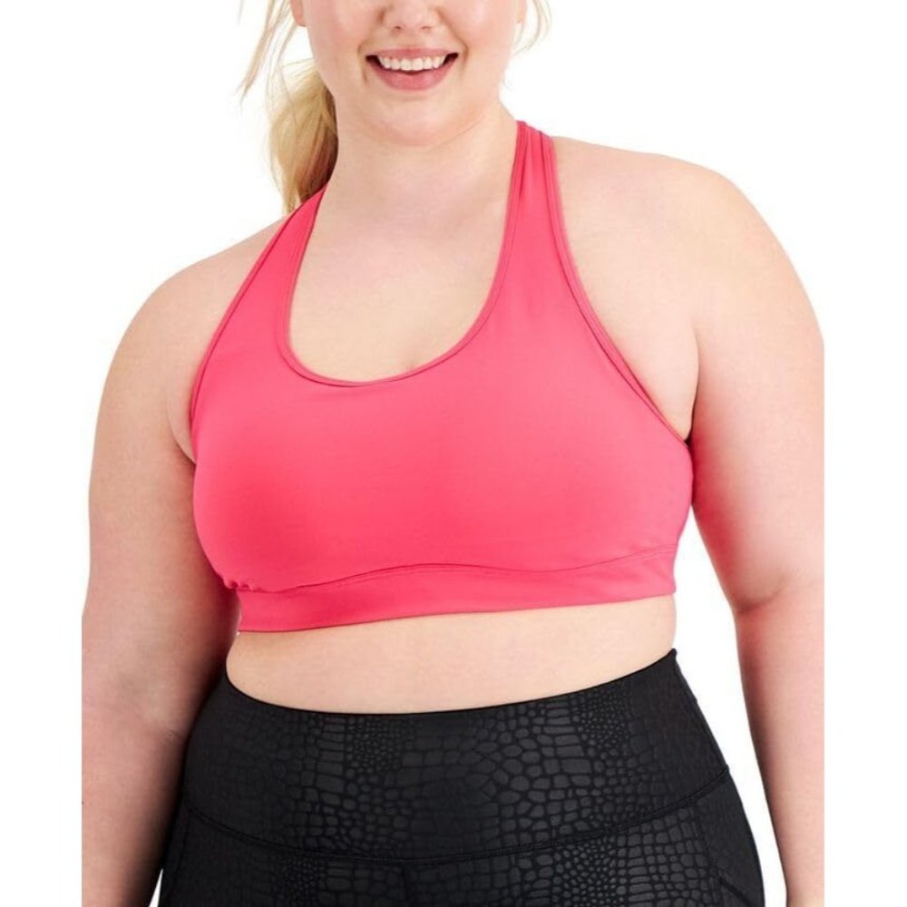 ID Ideology Women's Medium Impact Sports Bra Pink Plus Size 3X